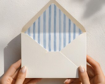 Blue Striped Envelope Liner Template, Printable Wedding Stationery, Digital Download, DIY Invitation 9005