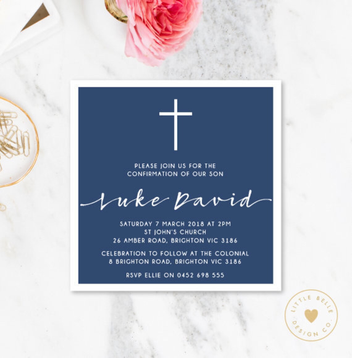 Boy Confirmation Invitation Printable / Boy Confirmation Etsy