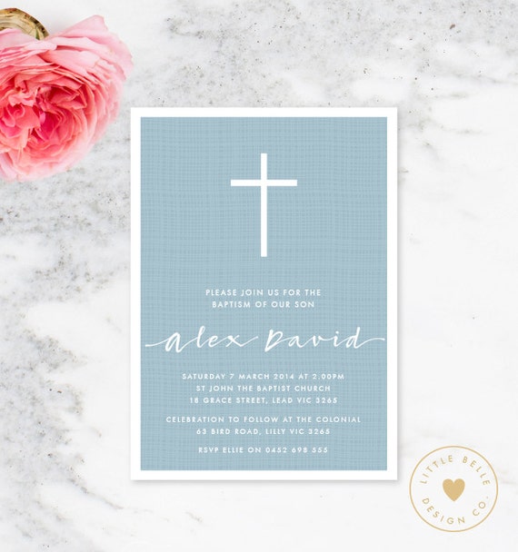 Boy Baptism Invitation Printable Boy Christening Invite Cross