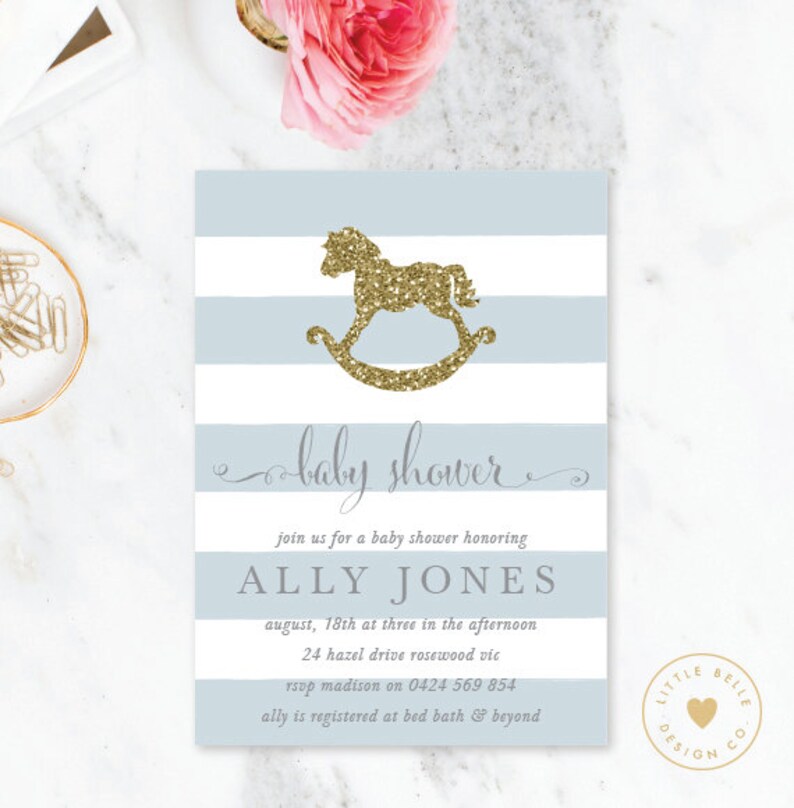 Boy Baby Shower Package / Rocking Horse Baby Shower Invite / Etsy