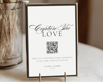 Capture the Moment Wedding Sign, Editable Photo Sharing Template, Printable Guestbook Decor, Modern Wedding Keepsake 4059