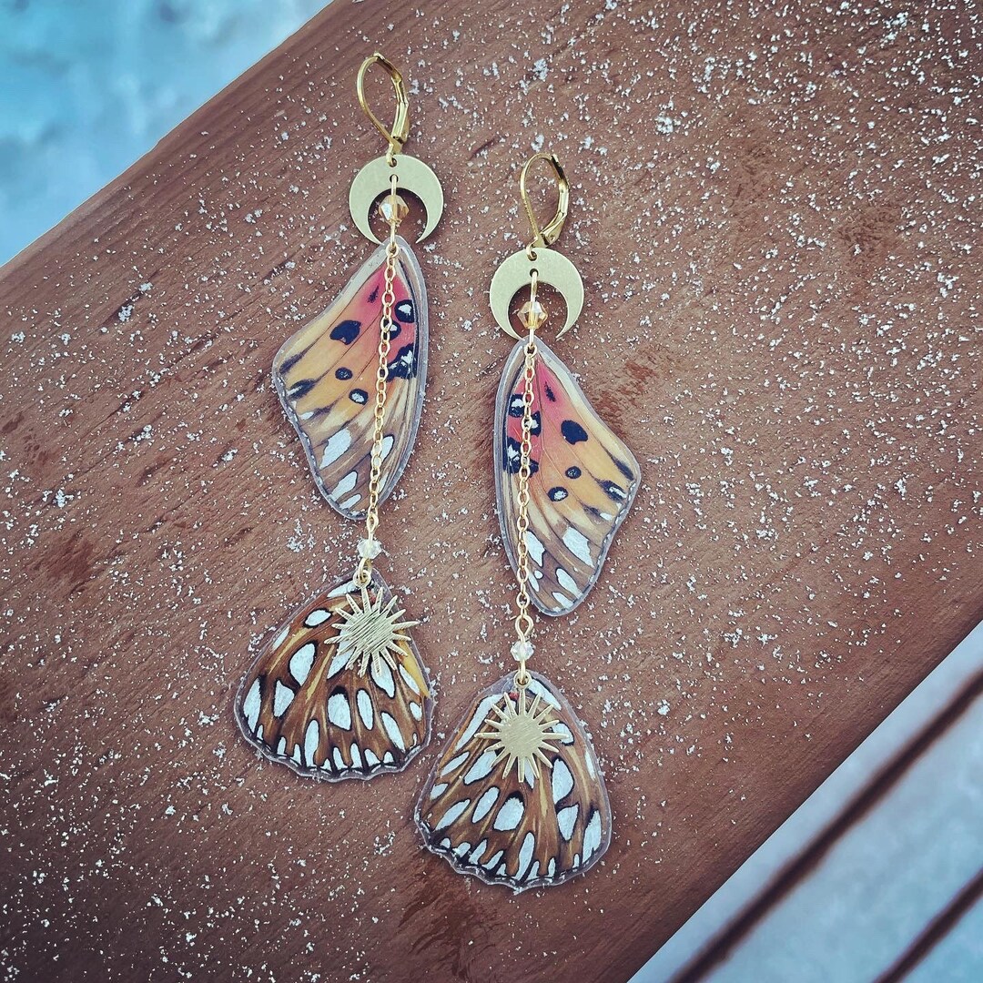 Gulf Fritillary Real Butterfly Wing Earrings Whole Etsy