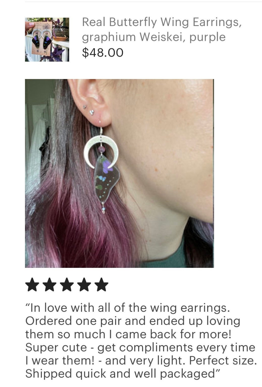 UNICRAFTALE 2 Paia Orecchini A Cerchio Grunge Con Farfalla E Falena | In Lega, Stile Punk Insetto | Gioielli Alternativi Regalo Per Donna