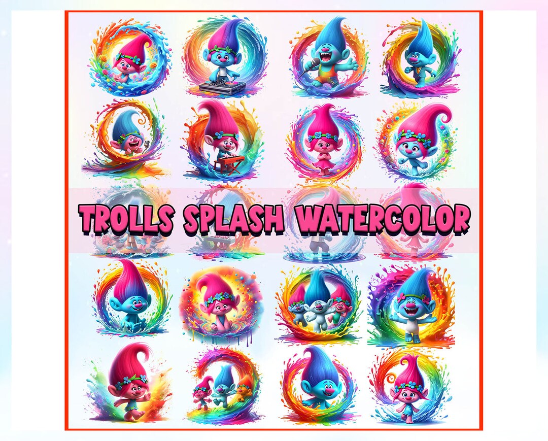 Trolls PNG Bundle, Trolls PNG Digital Papers, Trolls Characters PNG