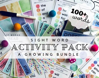 Sight Words Activity Pack, GROWING BUNDLE, Ready to Read, Frequency Lists, Sight Word Games, Word Cards, Beginning Readers, Play to Learn