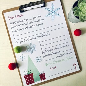 Brief an den Weihnachtsmann Printable, Weihnachtswunschliste, Brief an den Nordpol, schöne Liste, Weihnachtstradition, Aktivität für Kleinkinder, Santa Printable