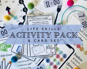 Life Skills Activity Pack, Printable Preschool Bundle, Learn Phone Number and Address, Tell Time, Right and Left, Place Setting, Busy Binder