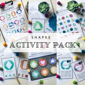 Pack d'activités sur les formes, affiche sur les formes, cartes flash sur les formes, cartes à clip sur les formes, correspondance des formes, formes de motricité globale, modèles de formes, apprendre les formes