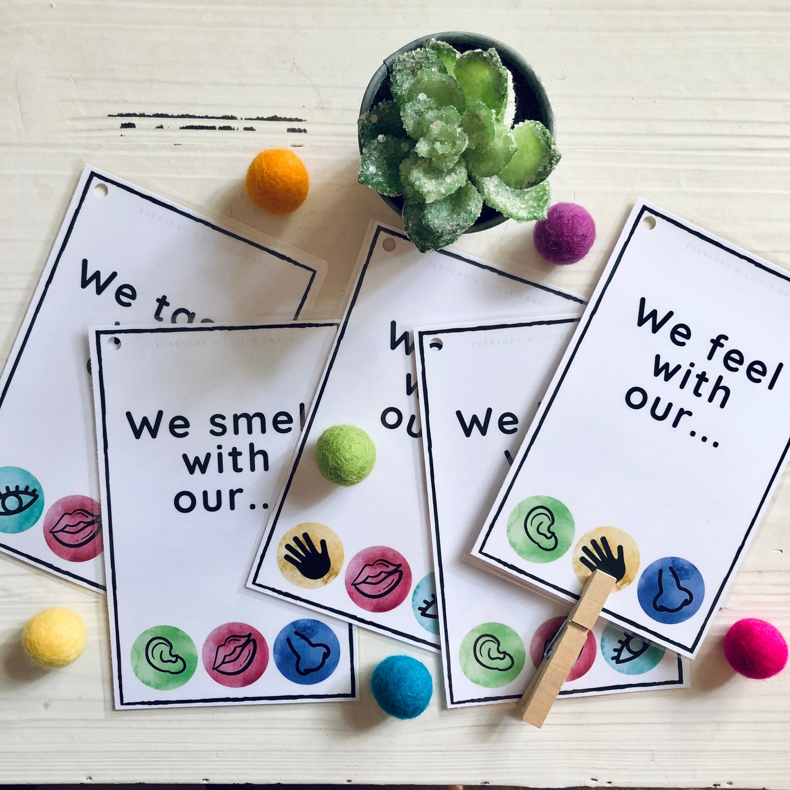 Five Senses Flash Cards Preschool Printable Early Learning Etsy UK