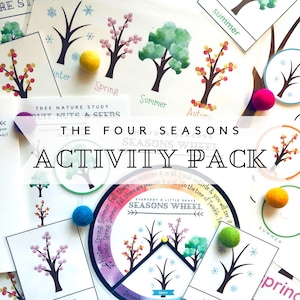 Pacchetto attività Le quattro stagioni, Inverno, Primavera, Estate, Autunno/Autunno, Ruota delle stagioni, Studio della natura, Carte in 3 parti, Pacchetto Stagioni prescolare