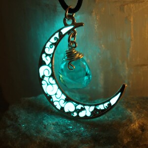 Glow in the Dark Moon Necklace Etsy