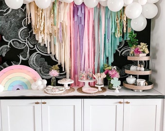 Tablecloth Fringe Backdrop, Flagtape Backdrop, Fringe Backdrop, Birthday, Party Theme, Customizable