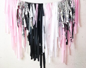 Plastic Tablecloth Fringe Backdrop, Vinyl fringe, flag tape, flagging tape, photo backdrop, picture backdrop,