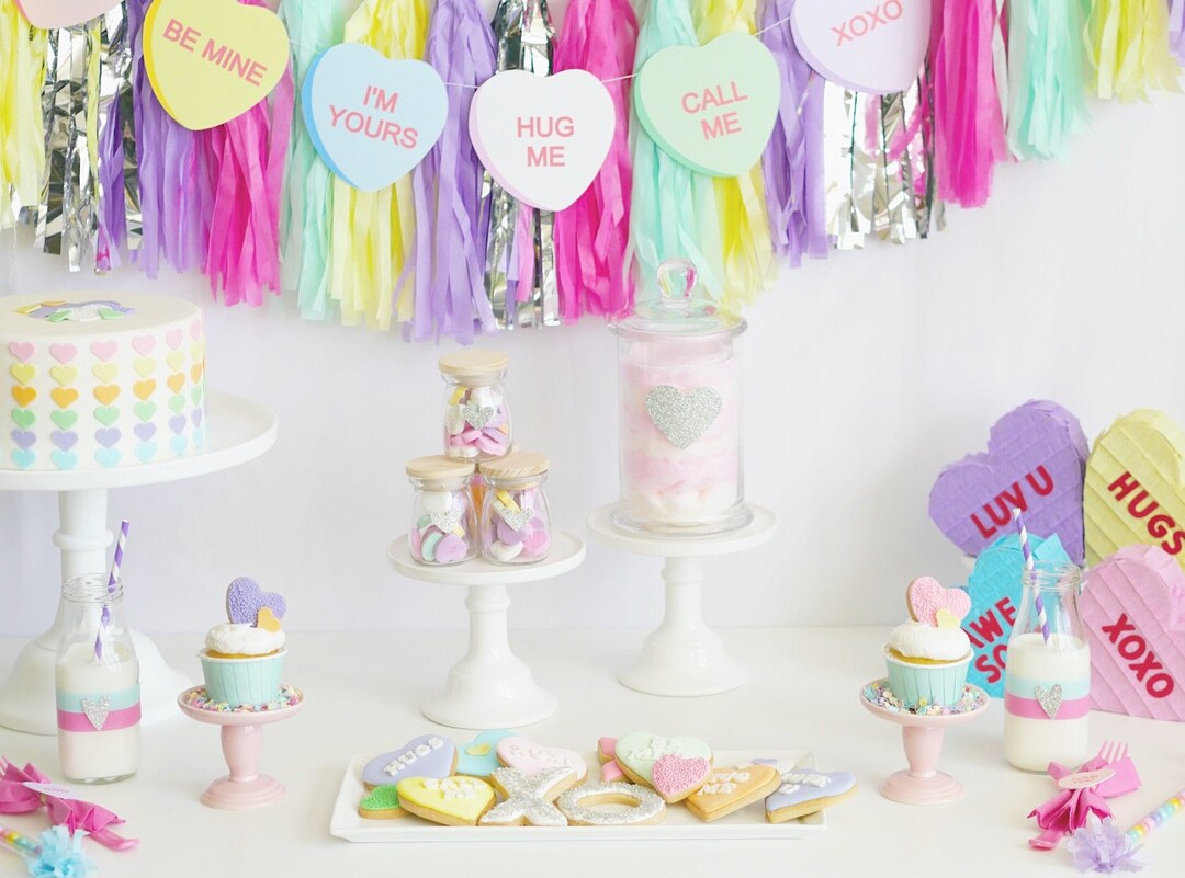 Valentines Day Tissue Banner , Birthday Banner, Birthday Party, Unicorn ...