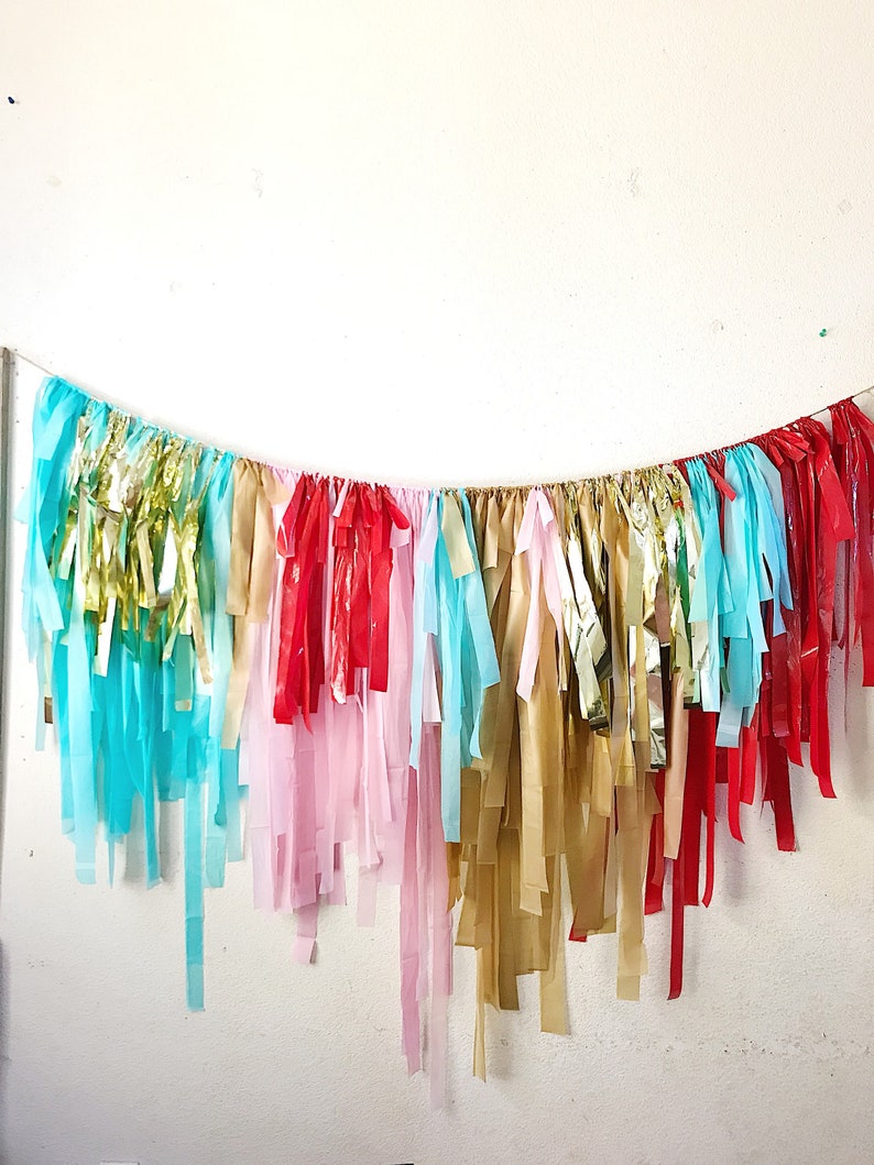 Holiday Plastic Tablecloth Fringe Backdrop fringe flag tape image 9