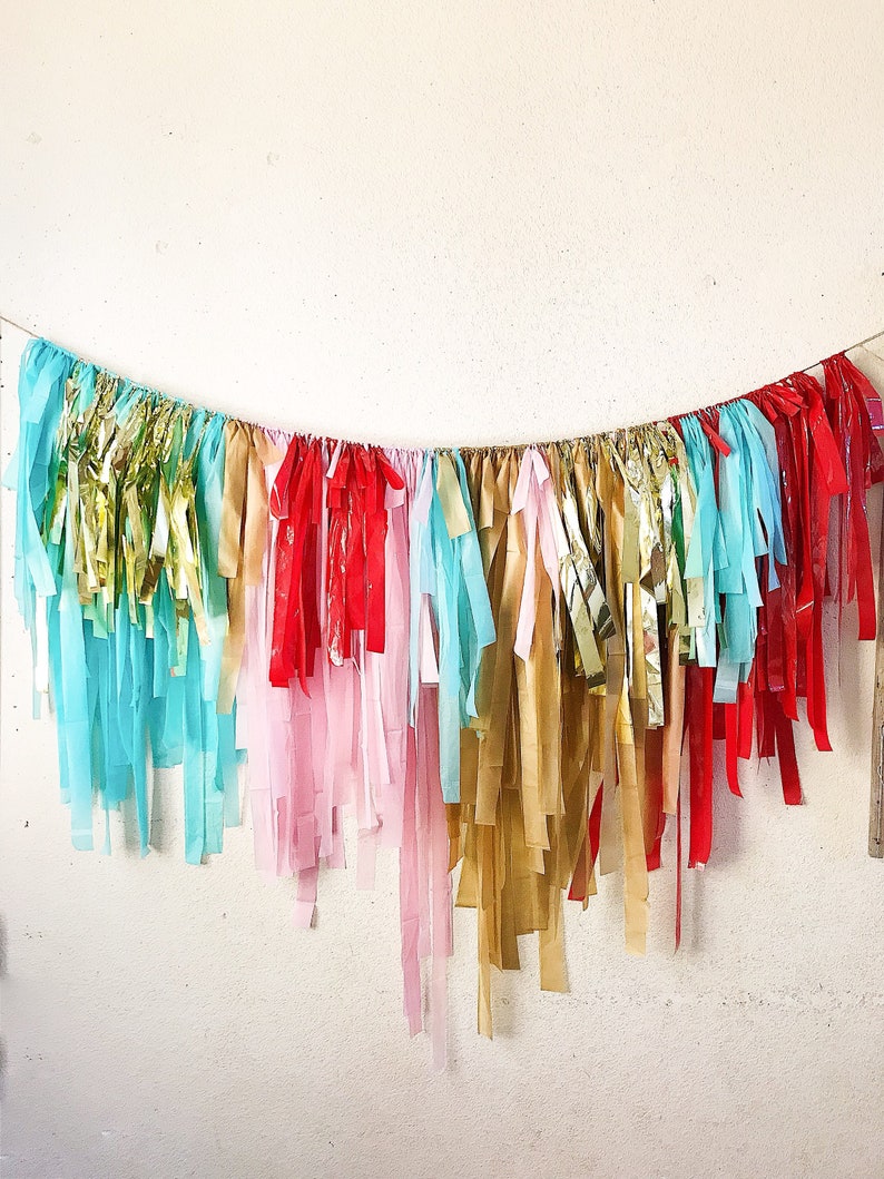 Holiday Plastic Tablecloth Fringe Backdrop fringe flag tape image 6