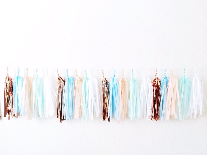 gold and white tassel garland