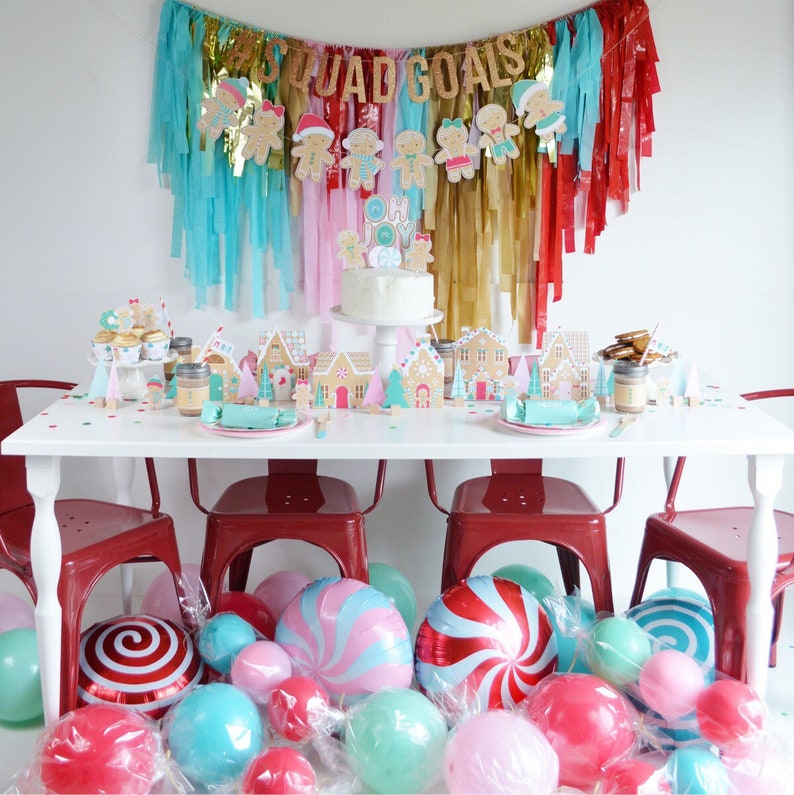 Holiday Plastic Tablecloth Fringe Backdrop fringe flag tape image 1