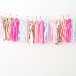 Pink tassel Garland,hot pink tassel garland,Pink Tissue paper garland,Pink  tassels,pink party decorations,pink bachelorette party decoration