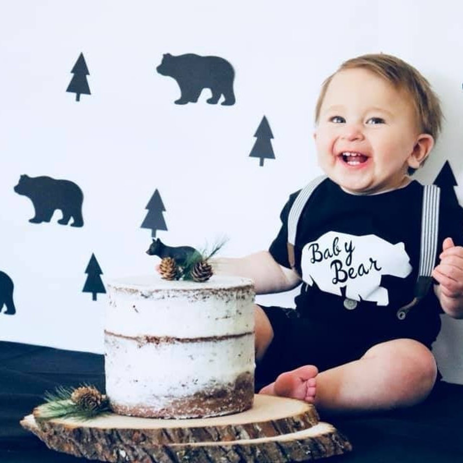 Wild One Baby Bear Lumber Jack Baby's 1st Birthday Etsy