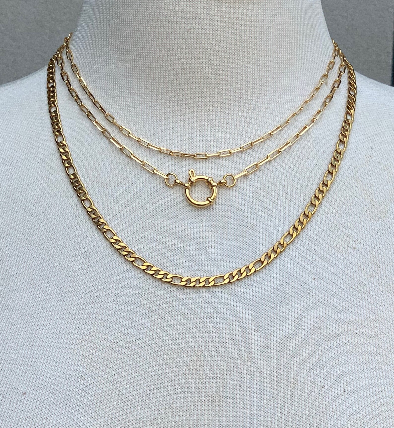 Gold Filled Link Chain Clasp Necklace Etsy