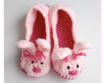 Women's Bunny Slippers, Bunny Slippers, Easter gift, Handmade Gift, Gift Idea For New Mom, Crochet Slippers - Pink Rabbit