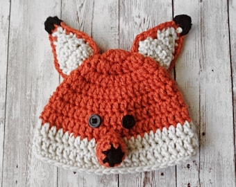 Crochet Fox Hat - Family Fun Hat, Toddler Woodland Creature Crochet Hat, Photo Prop, Fox Hat, Handmade Gift,  Baby Shower Gift