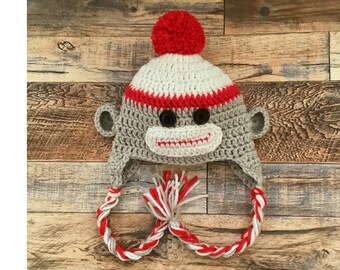 Sock Monkey Hat, Christmas Family Fun Hats, Baby Monkey Hat, Toddler Hat, Adult Hat, Nostalgic Gift, Gift Idea, Toddler