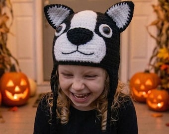 Boston Terrier Hat, Halloween Costume, Dog Lover Gift, Infant to Adult hat, Toddler Costume Hat