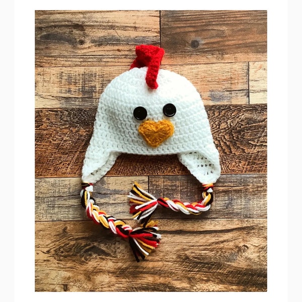 Chicken Hat, Halloween Costume Hat, Crochet Chicken Hat, Costume, Baby Chicken Hat, Adult Hat, Toddler Chicken Hat, Gift for New Baby