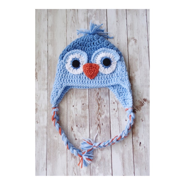 Blue Bird Hat, Mothers Day Gift, Bluebird Hat, Family Hat, Newborn Photo Props, Handmade Gift Baby Shower Gift, Crochet Child's Hat, Costume