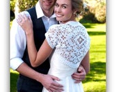Elegant Bridal Shrug, Lacy, Small - XX Large, Plus Size, Wedding, Crochet, Lacy, Jacket