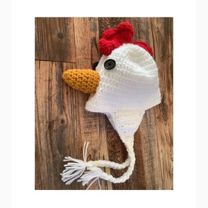 Chicken Hat, Crochet Chicken Hat, Farm Animal Fun Hat, Easter Dress Up, Winter Hat, Crocheted Chicken Hat, Toddler Hat, Adult Hat