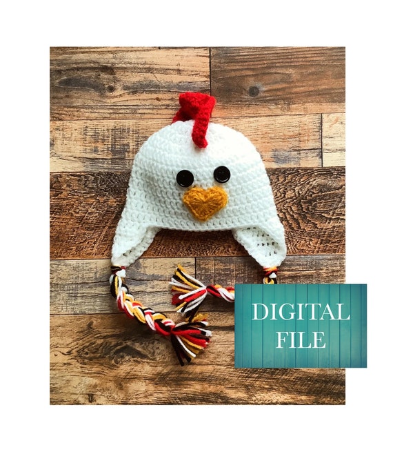 Crochet Chicken Hat Pattern: DIY Costume, Baby to Adult Sizes (Digital File)