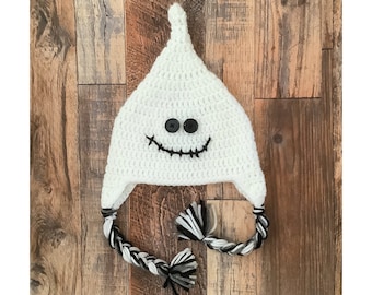 Halloween Ghost Hat, Ghost Hat with Earflaps: Handmade Halloween Costume, Adult Ghost Hat, Toddler Ghost Hat, Infant to Adult