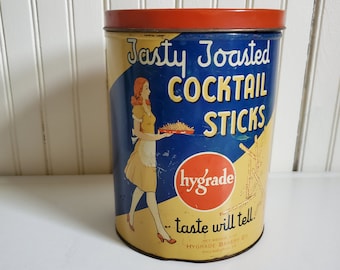 Vintage 1950s Cocktail Sticks Advertising Tin
