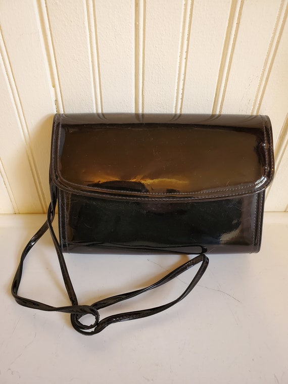 Vintage 1990s La Regale Ltd Patten Leather Bag Purse 