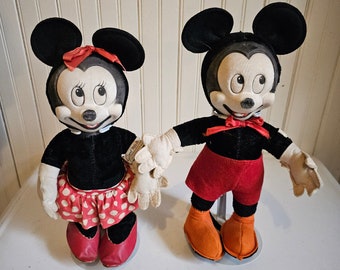 Vintage 1940s Mickey Minnie Mouse Gund Figures  Stuffed Toys