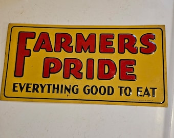 Vintage 1930s Farmers Pride Tin Advertising Sign