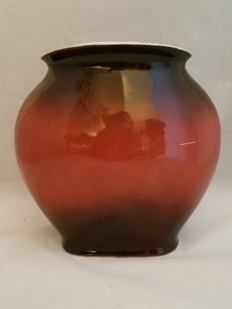 Antique 1900 Warwick Vase Brown Transferware Young Girl