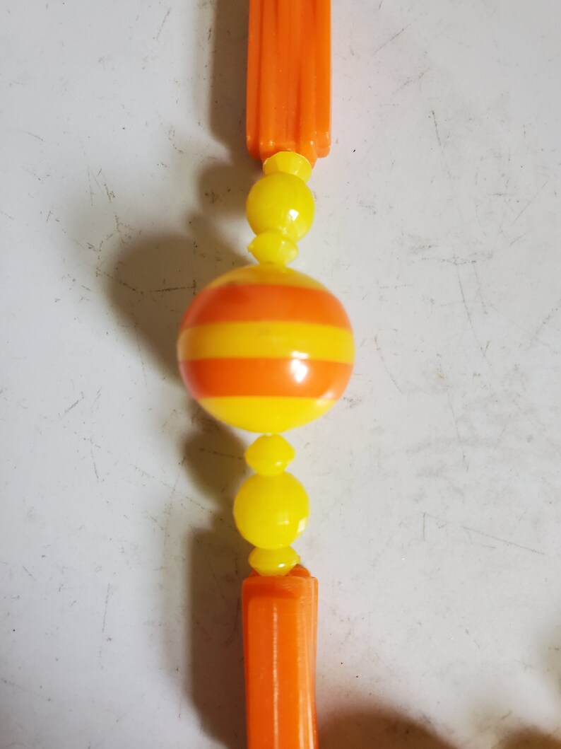 Yellow Plastic Beads Necklace Vintage 1960s Orange