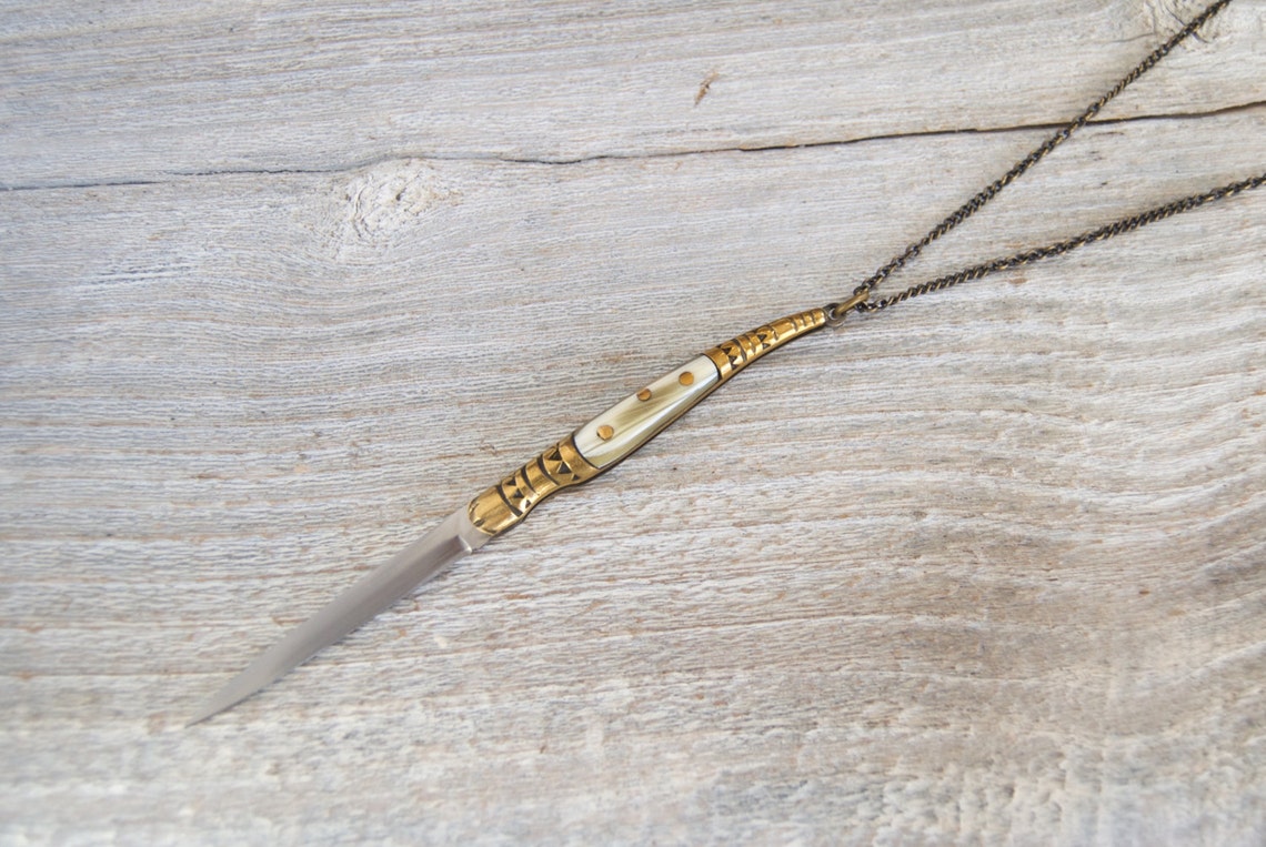 Pocket Knife Necklace Mini Pocket Knife Stiletto Knife Etsy