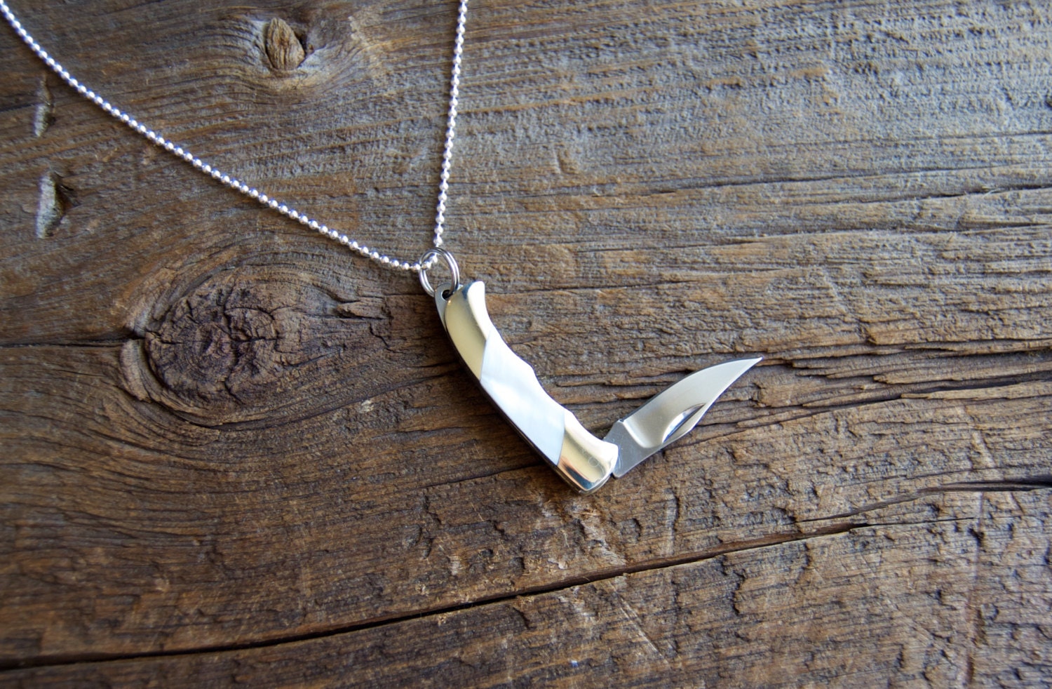 Miniature Pocket Knife Necklace Sterling Silver Chain Etsy