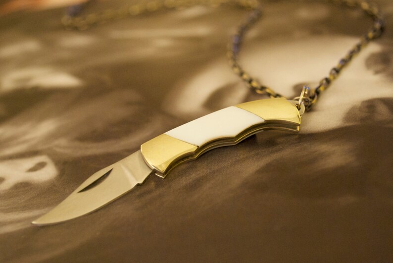 Mini Pocket Knife Necklace Pendant Miniature Pocket Knife Etsy