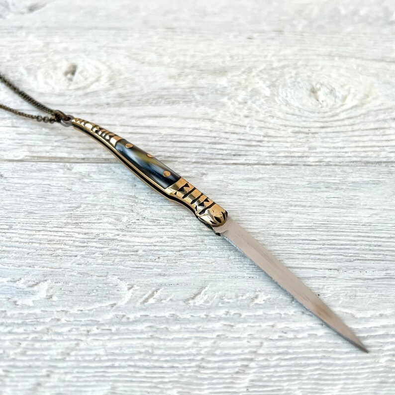 Pocket Knife Necklace // Mini Pocket Knife Necklace // Miniature Knife // Navaja Stiletto Knife Necklace // Vintage Style Knife Necklace image 7