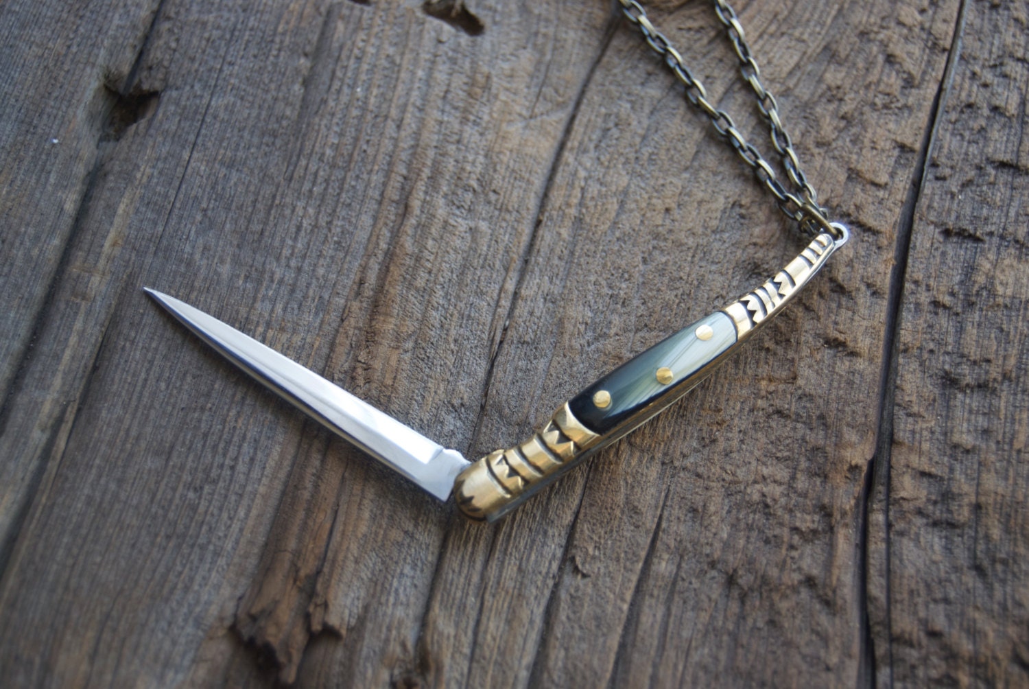 Fancy Knife Necklace Silver Plated Chain