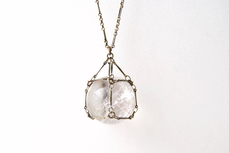 Quartz Necklace Quartz Crystal Ball Necklace Quartz Sphere Etsy