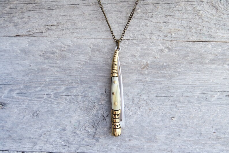 Pocket Knife Necklace Mini Pocket Knife Stiletto Knife Etsy