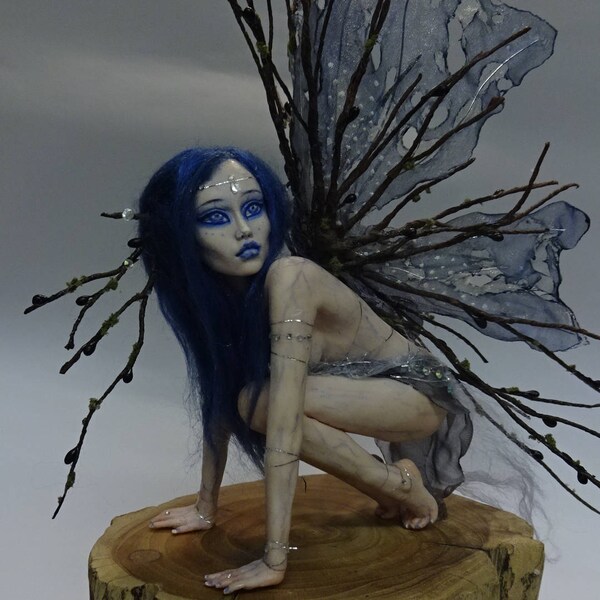 SHADOWSCULPT OOAK FAIRY fantasy blue woodland forest lifelike art doll elf figurine sculpture