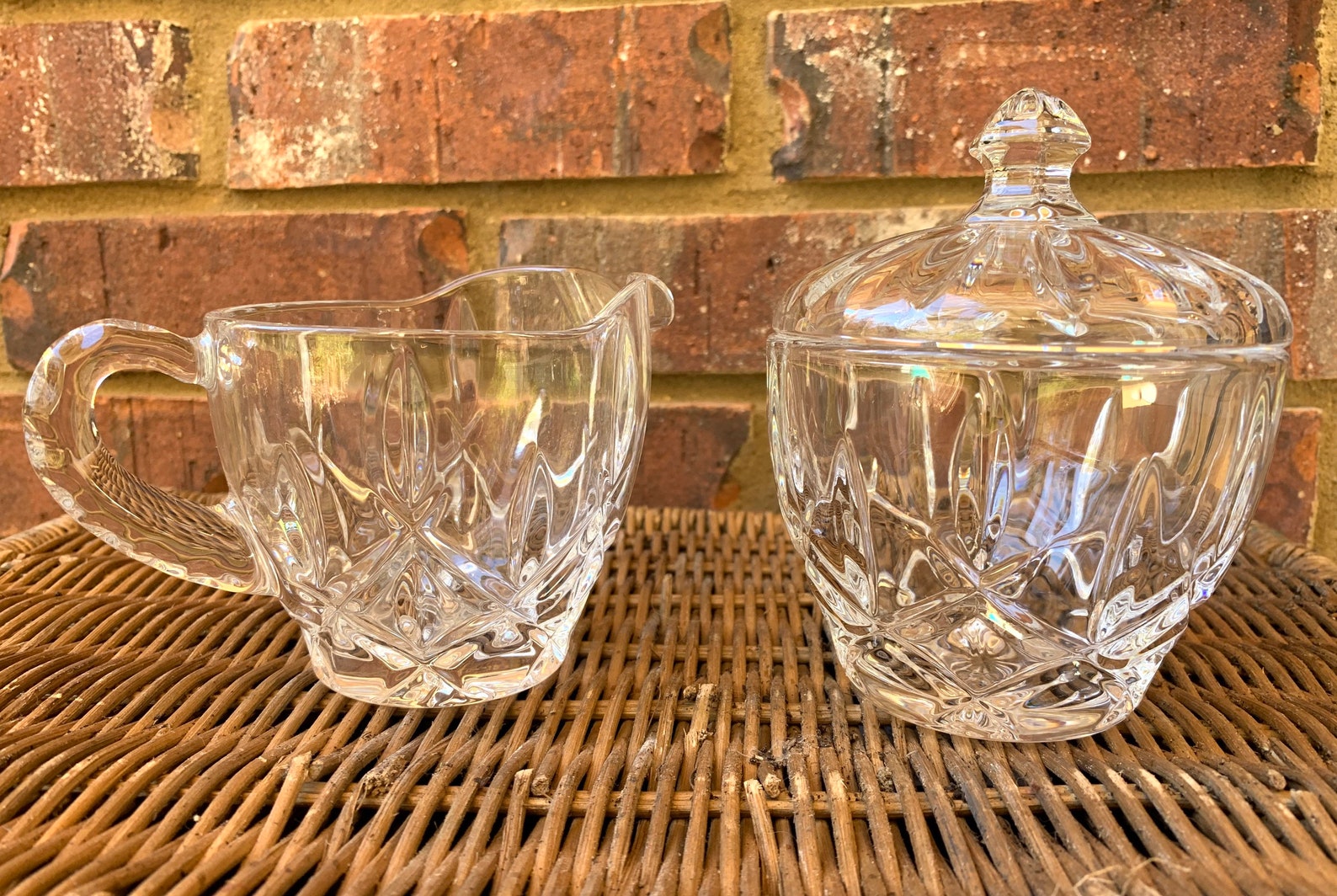 Crystal Creamer and Sugar Bowl With Lid Gorham Lady Anne Set Etsy